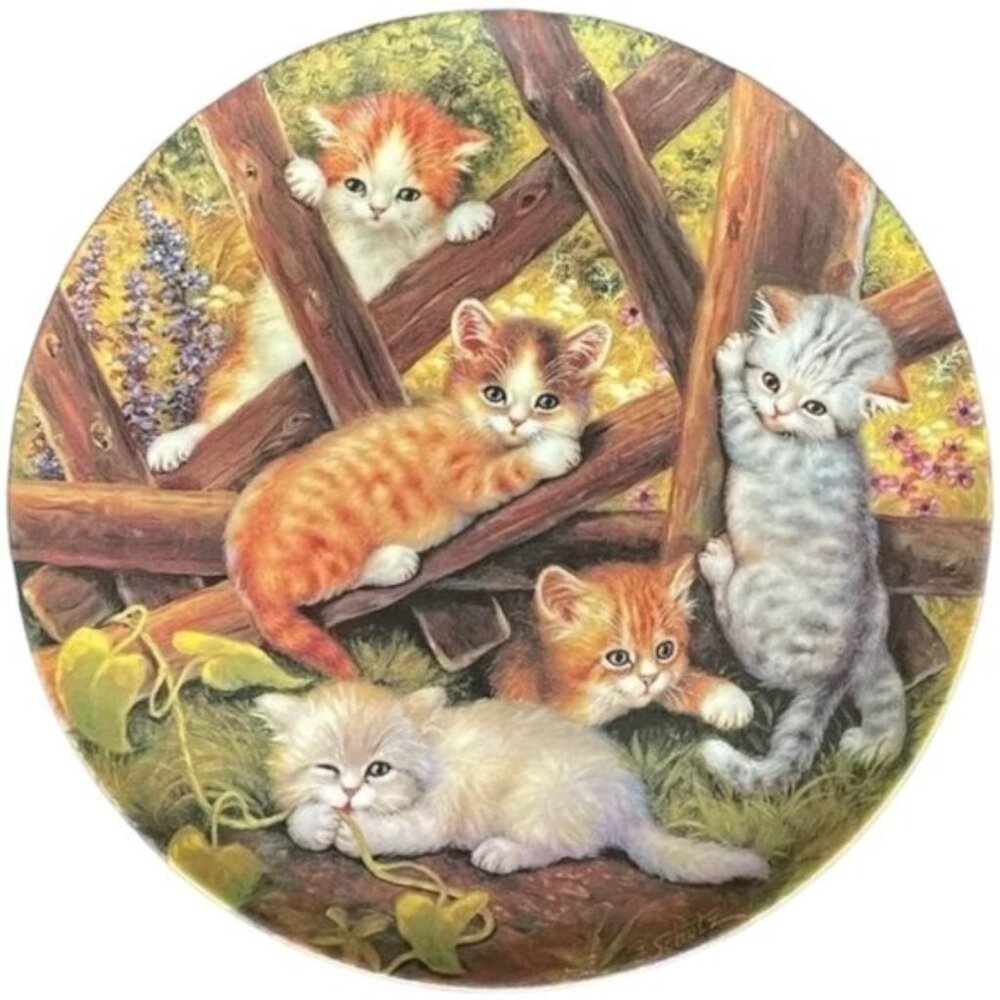 Vtg 1996 Plate FENCE MEETING POINT Collectible Signed J Schotz Porcelain GERMAN